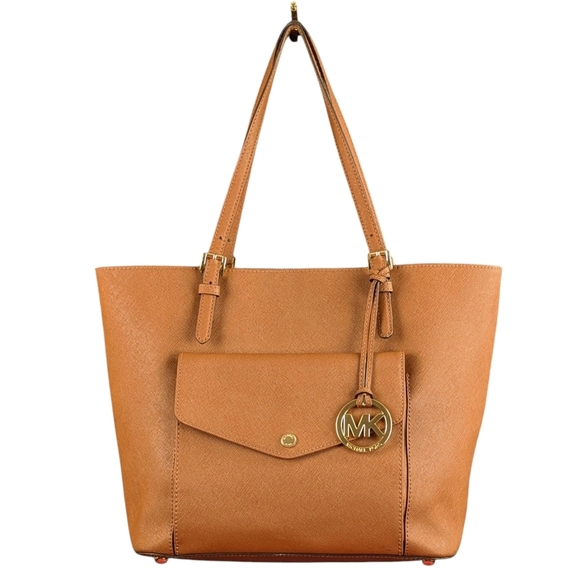 Michael Kors Large Jet Set Tote In Camel Saffiano Leather - Picture 1 of 15